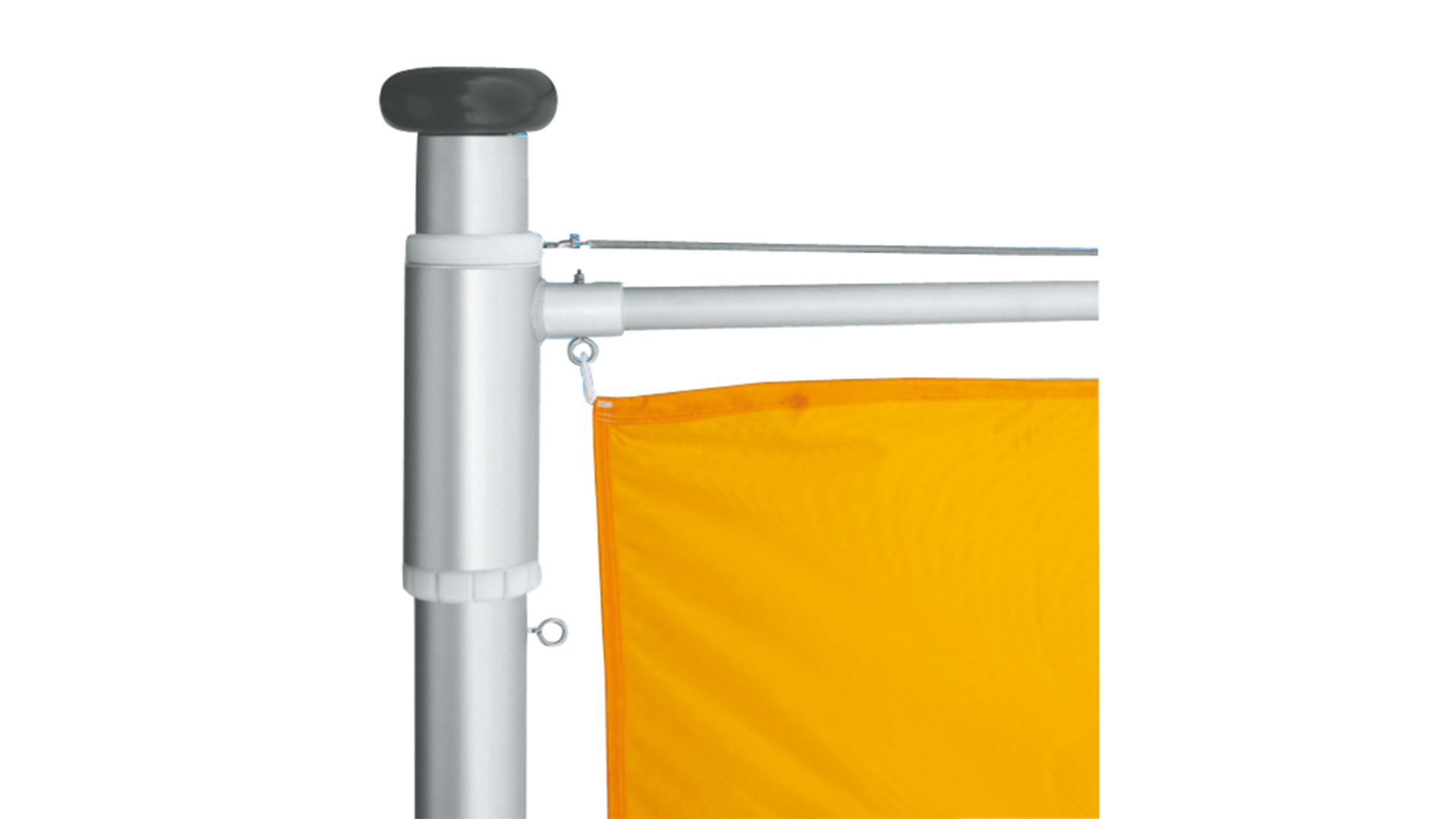 Zylindrischer Aluminium-Fahnenmast CONCEPT mit Ausleger und innenliegender Hissvorrichtung