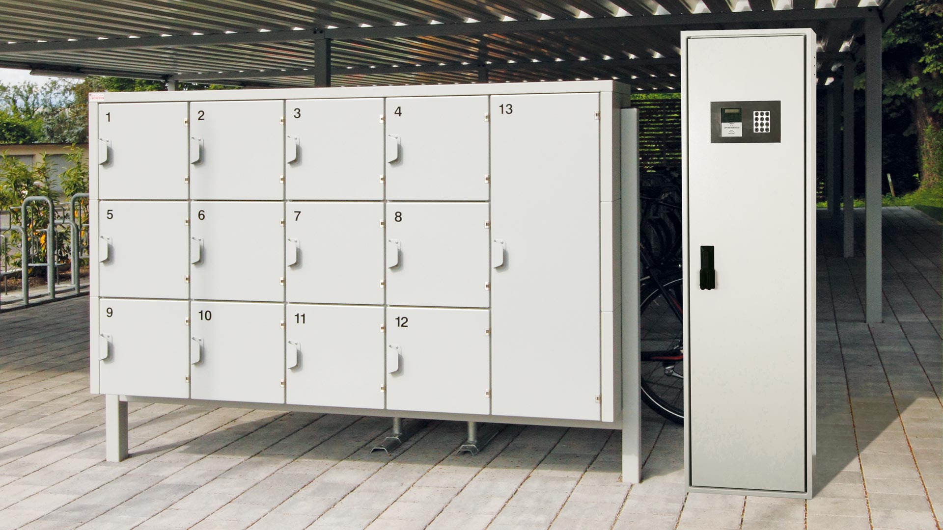 Smartbike Box mit vielen Schließmöglichkeiten