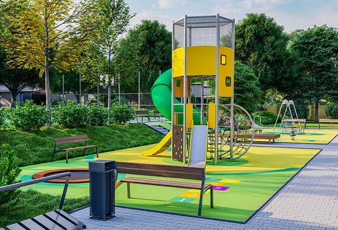 Spielplatz mit Spielturm