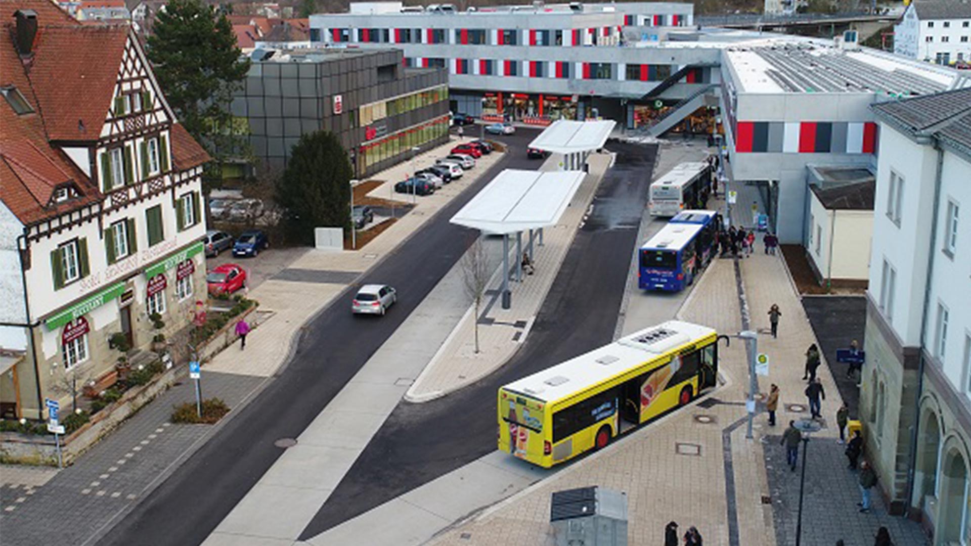 Busbahnhofüberdachung in Horb am Neckar Vogelperspektive