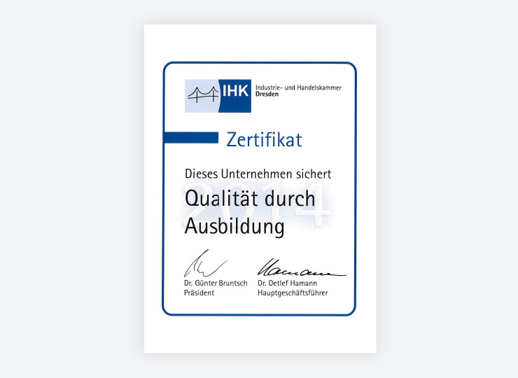 IHK Zertifikat für qualitative Ausbildung
