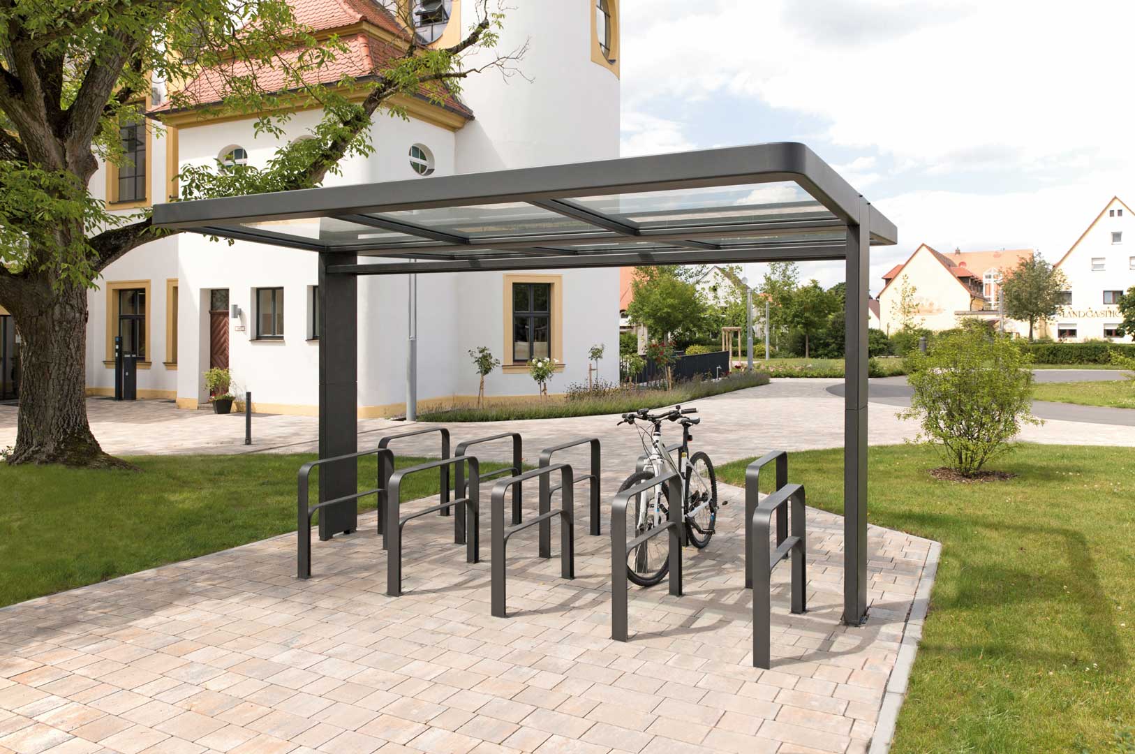 Fahrradüberdachung PURE mit Anlehnbügel TAMPA