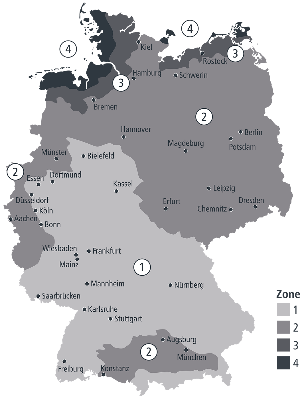 Windlastzonenkarte für Deutschland