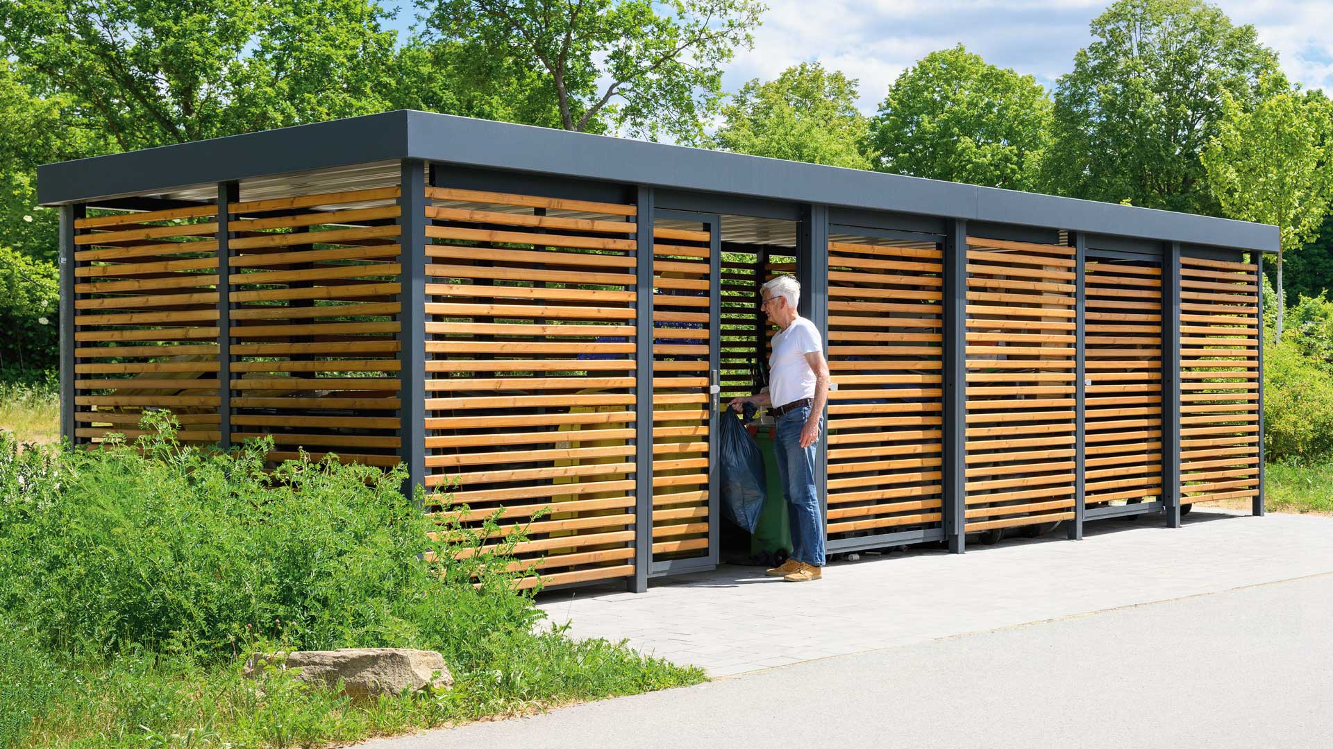 Wertstoffumhausung FLEXI-BOX in Bornich Wertstoffumhausung FLEXI-BOX in Bornich