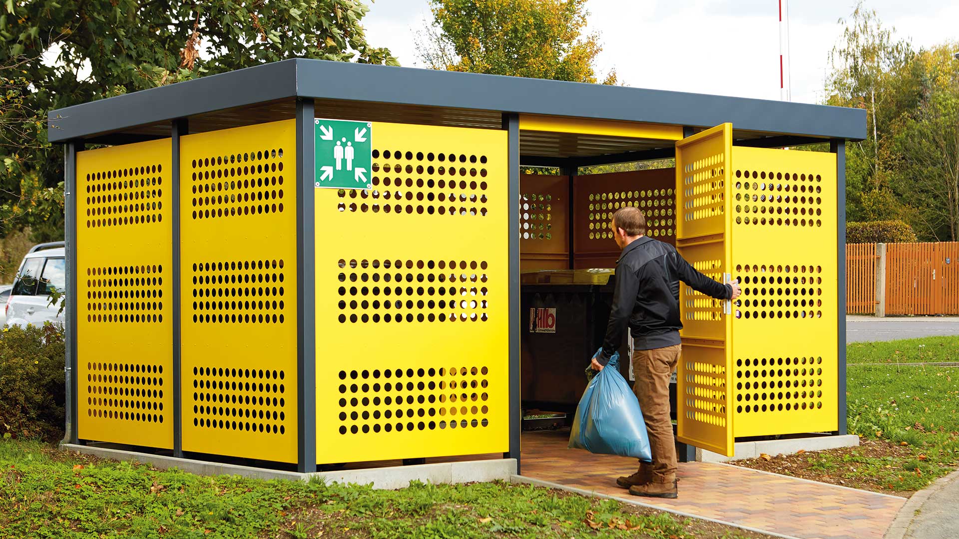 Wertstoffüberdachung FLEXI-BOX in Frankenberg