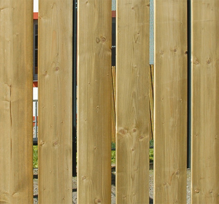 FLEXI-BOX Wand- und Türfüllung: Holzbelattung Fichte senkrech