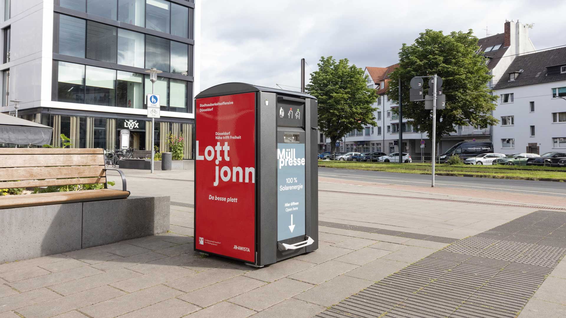 Abfallbehälter CITYSOLAR in Düsseldorf