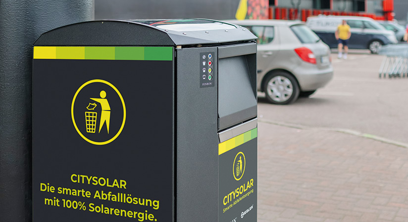 Nachhaltiger Abfallbehälter CITYSOLAR