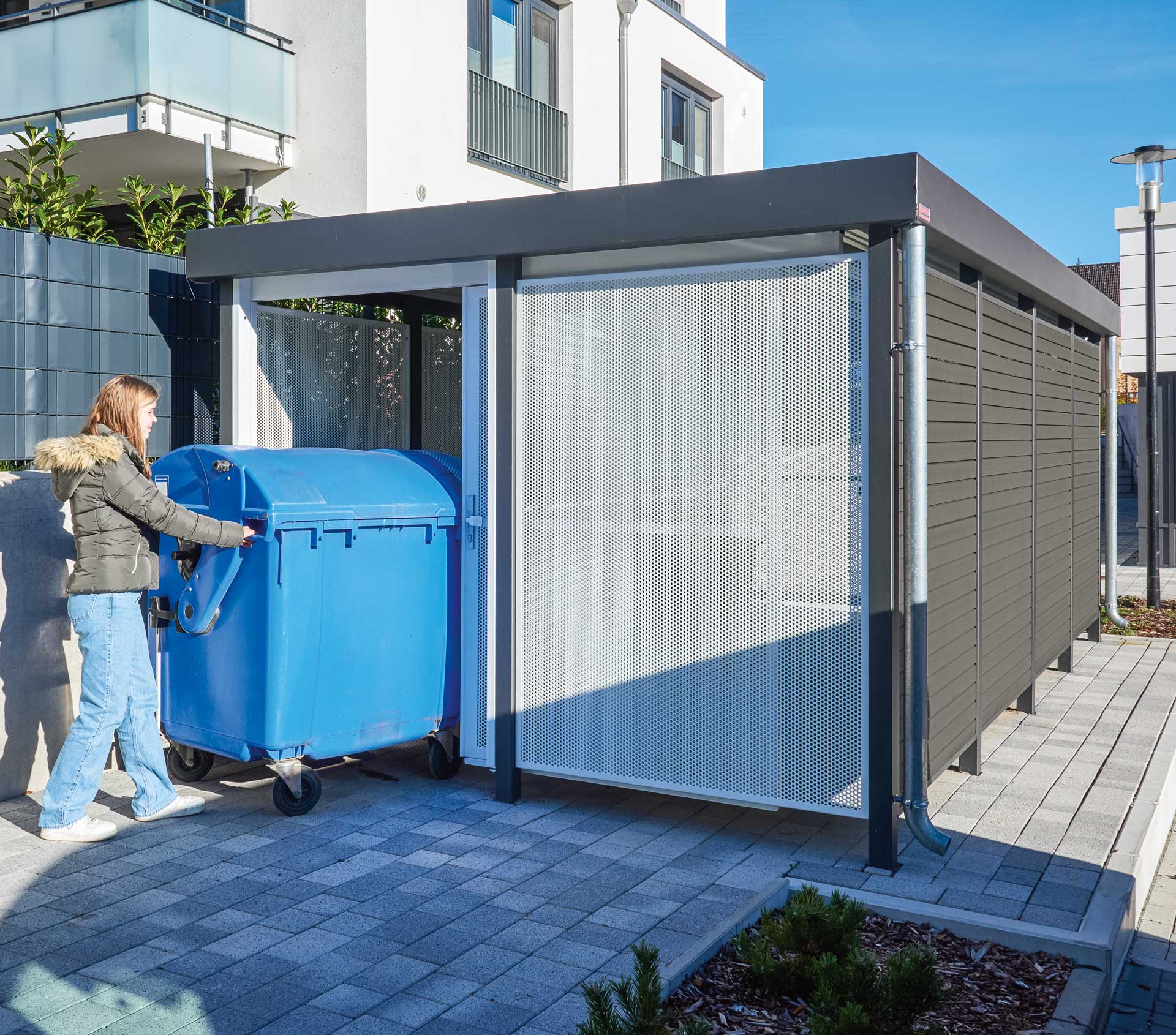 Überdachung Flexibox als Mülltonnenüberdachung
