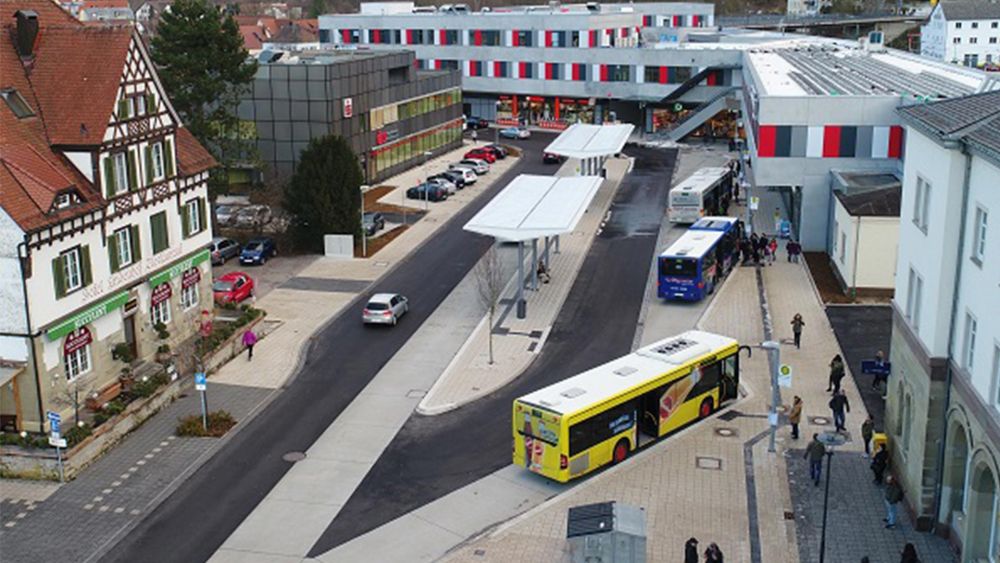 Busbahnhofüberdachung in Horb am Neckar Vogelperspektive
